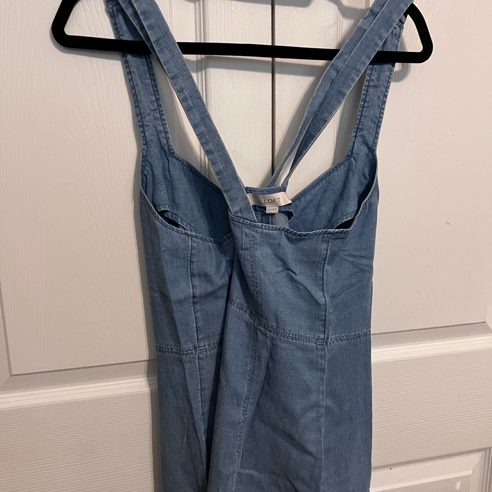 LOFT Chambray Light Blue Denim Dress. NWT size 10P - Picture 7 of 9